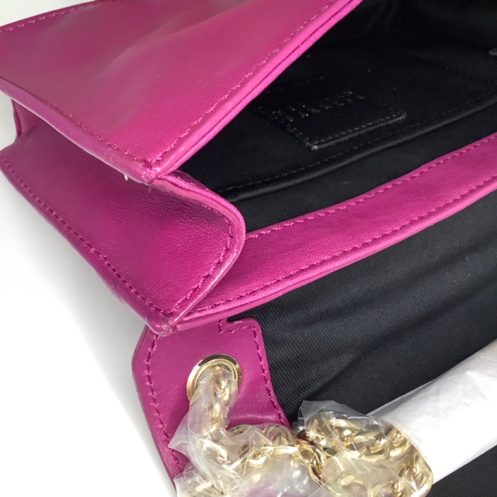 Barney’s NewYork Golden Metal Chain Leather Envelope Mini Bag magenta purple - Picture 5 of 5